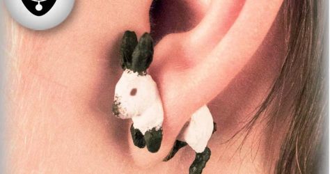 StarkContrasts – Hand-painted rabbit earrings