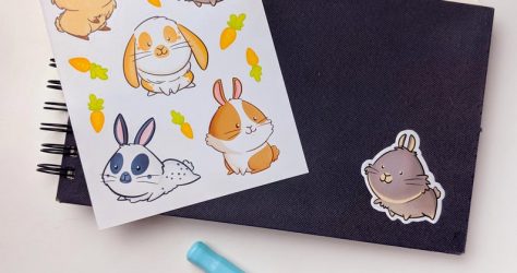 BirdieTam – Cute bunny sticker sheet