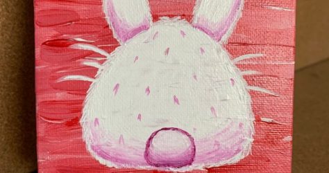 ScribbleBunniie – Custom bunny butt mini canvas painting