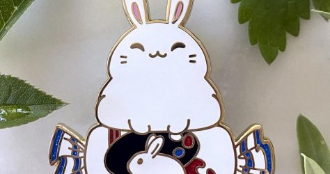 From Caliko – Chonky White Rabbit Candy Hard Enamel Pin