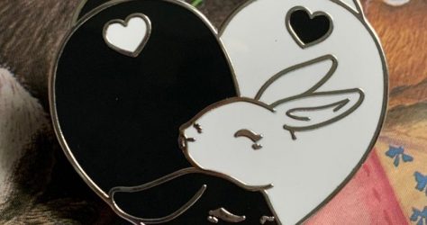 ScribbleBunniie – Bunny Rabbit Yin Yang Heart Enamel Pin